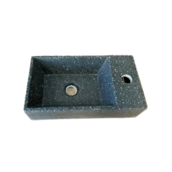 Easylux Thiny handenwasser 400 x 220 mm - belgian blue - kraangat rechts