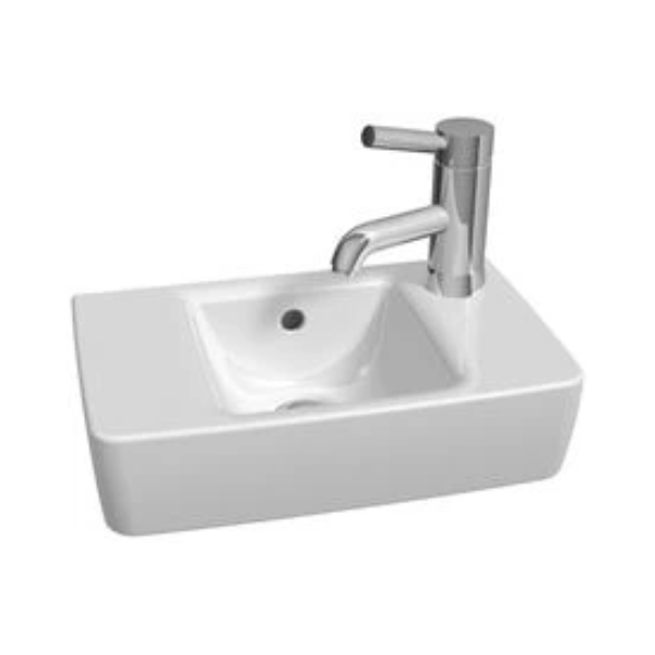 Geberit Renova Compact handenwasser 400 x 250 mm - wit - met kraangat - met overloop