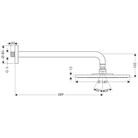 Hansgrohe Raindance Select S 240 1jet EcoSmart hoofddouche 240 mm met douchearm - chroom