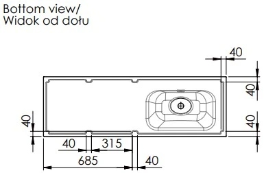 Easylux Klaire wastafelblad kunstmarmer met 1 waskom links 1400 x 460 mm - wit mat - voorgeboord kraangat