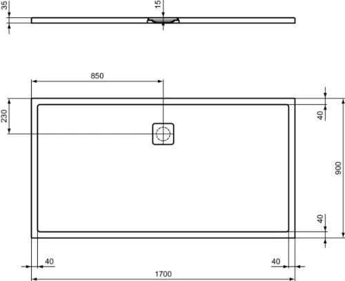 Ideal Standard Ultra Flat Evo douchebak 1700 x 900 x 35 mm - wit mat