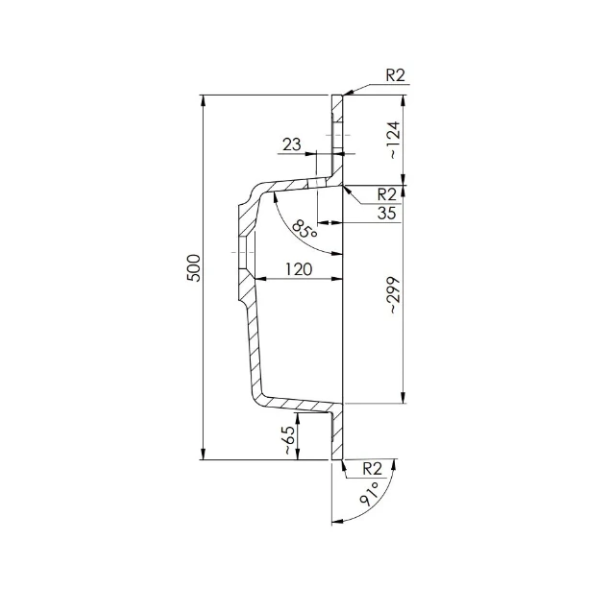 Easylux Quadra wastafelblad kunstmarmer met 1 waskom midden 900 x 500 mm - wit mat