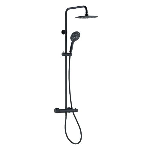 Easylux Rondo showerset Safetouch in hoogte verstelbaar (815-1165mm) - zwart mat - Belgaqua gekeurd