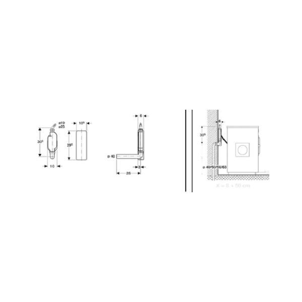 Geberit PP opbouwsifon voor toestellen WMA x 40 mm - wit - opbouwmontage met afdekplaat