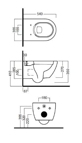 Easylux Senza wandtoilet 350 x 540 mm zonder spoelrand - wit mat