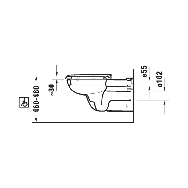 Duravit D-Code verlengd hangtoilet - wit - B360xD700 mm