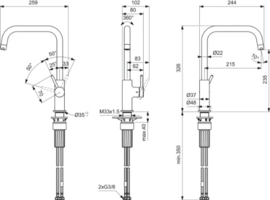 Ideal Standard Ceraline Nuovo keukenmengkraan - chroom - L-uitloop