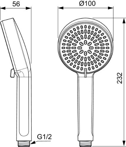 Ideal Standard Alu+ 2jets handdouche rond 100 mm - silver - 8 l/min