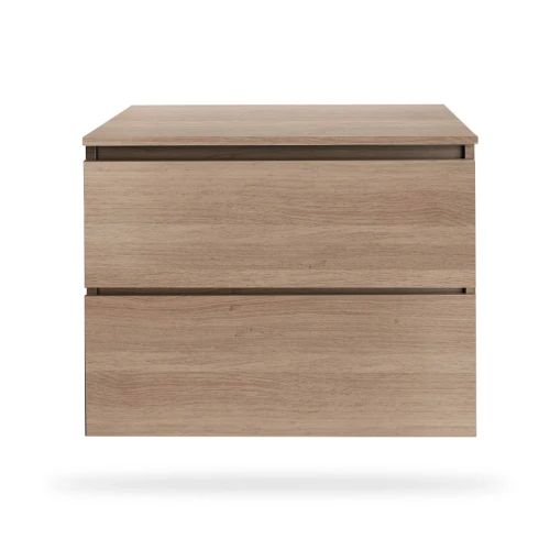 Easylux Kivu wastafelonderkast met 2 lades greeploos 700 x 475 x 520 mm - smoked oak - centrale uitsnijding