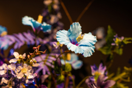 Blauw stuk in gouden vaas