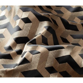Kussen Zigzag Goud/ Zwart Vierkant