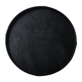Dienblad Leer Croc Zwart Rond large