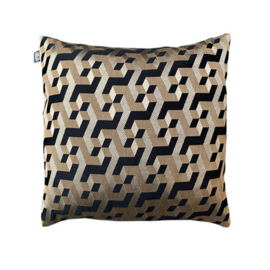 Kussen Zigzag Goud/ Zwart Vierkant