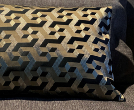 Kussen Zigzag Goud/ Zwart Rechthoek
