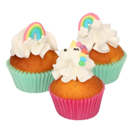 Funcakes suikerdecoratie eenhoorn & regenboog set/8