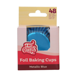 Funcakes Folie baking cups Metallic Blauw pk/48