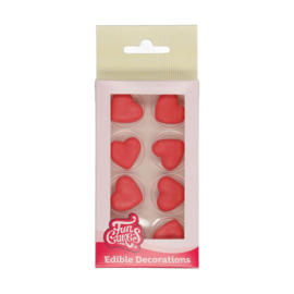 Funcakes suikerdecoratie hart rood set/8