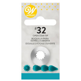 Wilton decorating tip #032 open star carded