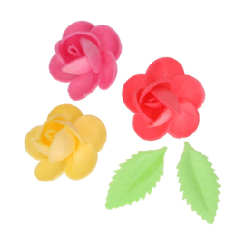 Funcakes eetbare papieren bloemen Frangipani & Blaadjes pk/15