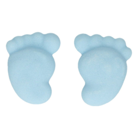 Funcakes suikerdecoratie baby voetjes blauw set/16