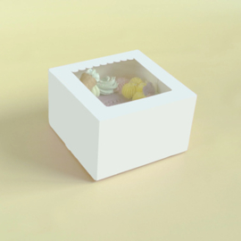 Witte bento doos - 16 x 16 x 10cm + venster