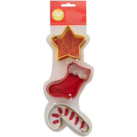 Wilton koekjes uitsteker Ster/Sok/Candy Cane set/3