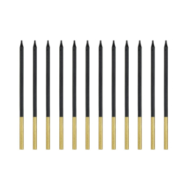 PartyDeco Kaarsen Zwart/Goud 12pcs