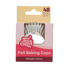 Funcakes Folie baking cups Metallic Zilver pk/48