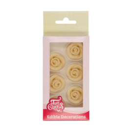 Funcakes marsepein decoratie rozen wit set/6