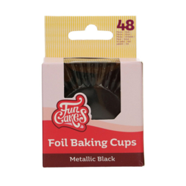 Funcakes Folie baking cups Metallic Zwart pk/48