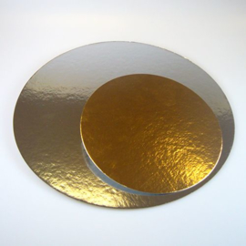 Funcakes taartkarton zilver/goud rond 20 cm per stuk
