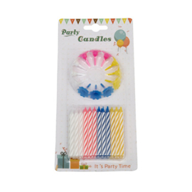 Taartkaarsjes met houders multi 24st
