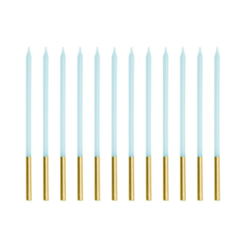 PartyDeco Kaarsen Blauw/Goud 12pcs