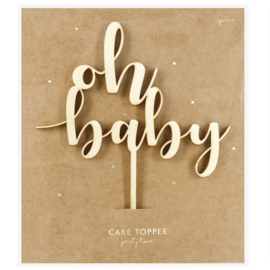 Partydeco houten cake topper oh baby