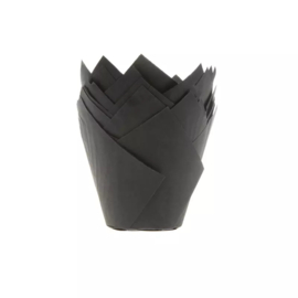 House of Marie muffin cups tulp Zwart pk/36