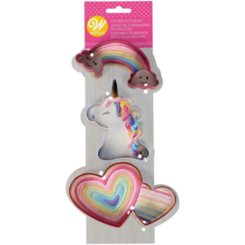 Wilton Magical Unicorn metal cookie cutter set/3