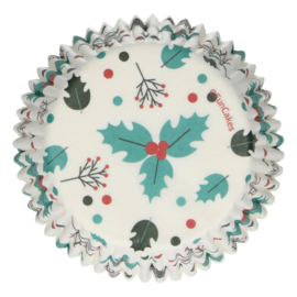 Funcakes baking cups holly leaf pk/48