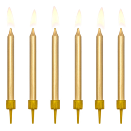 PartyDeco verjaardag kaarsen goud 6 cm pk/6