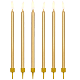 PartyDeco verjaardag kaarsen goud 12.5 cm pk/12