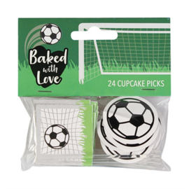 Culpitt taartdecoratie prikkers voetbal 80mm 24 stuks