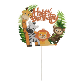 Taarttopper jungle dieren happy birthday
