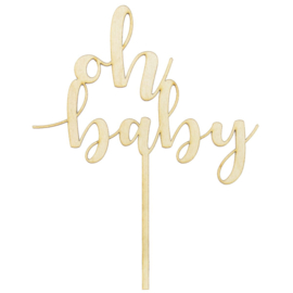 Partydeco houten cake topper oh baby