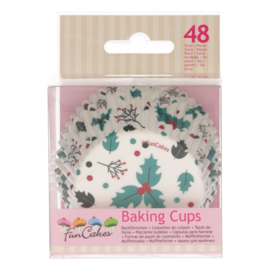 Funcakes baking cups holly leaf pk/48