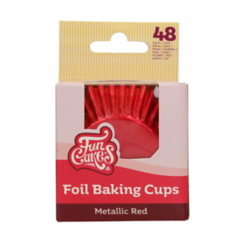 Funcakes Folie baking cups Metallic Rood pk/48