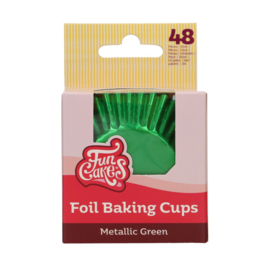 Funcakes Folie baking cups Metallic Groen pk/48