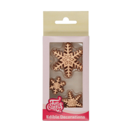 Funcakes suikerdecoratie Bronzen Ijskristallen gemengd set/12