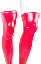 Kousen - Maat S t/m XL - Rood - Datex (Mix latex en stof ) - Sexy Kniekousen van Super Glans Fetish kleding bdsm Dames sokken