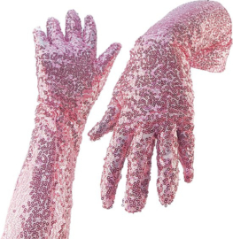 Lange Handschoenen Roze Glitter - Sexy handschoenen dames