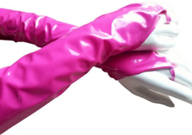 Handschoenen | Extra lang | Fel Roze   van Datex (Mix latex en stof ) Sexy kinky fetish accessoire