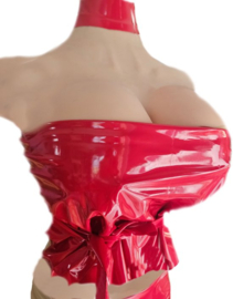 Datex Top (Mix latex en stof) Rood - XS T/m XXL - Sexy Erotische dames SM fetish kleding